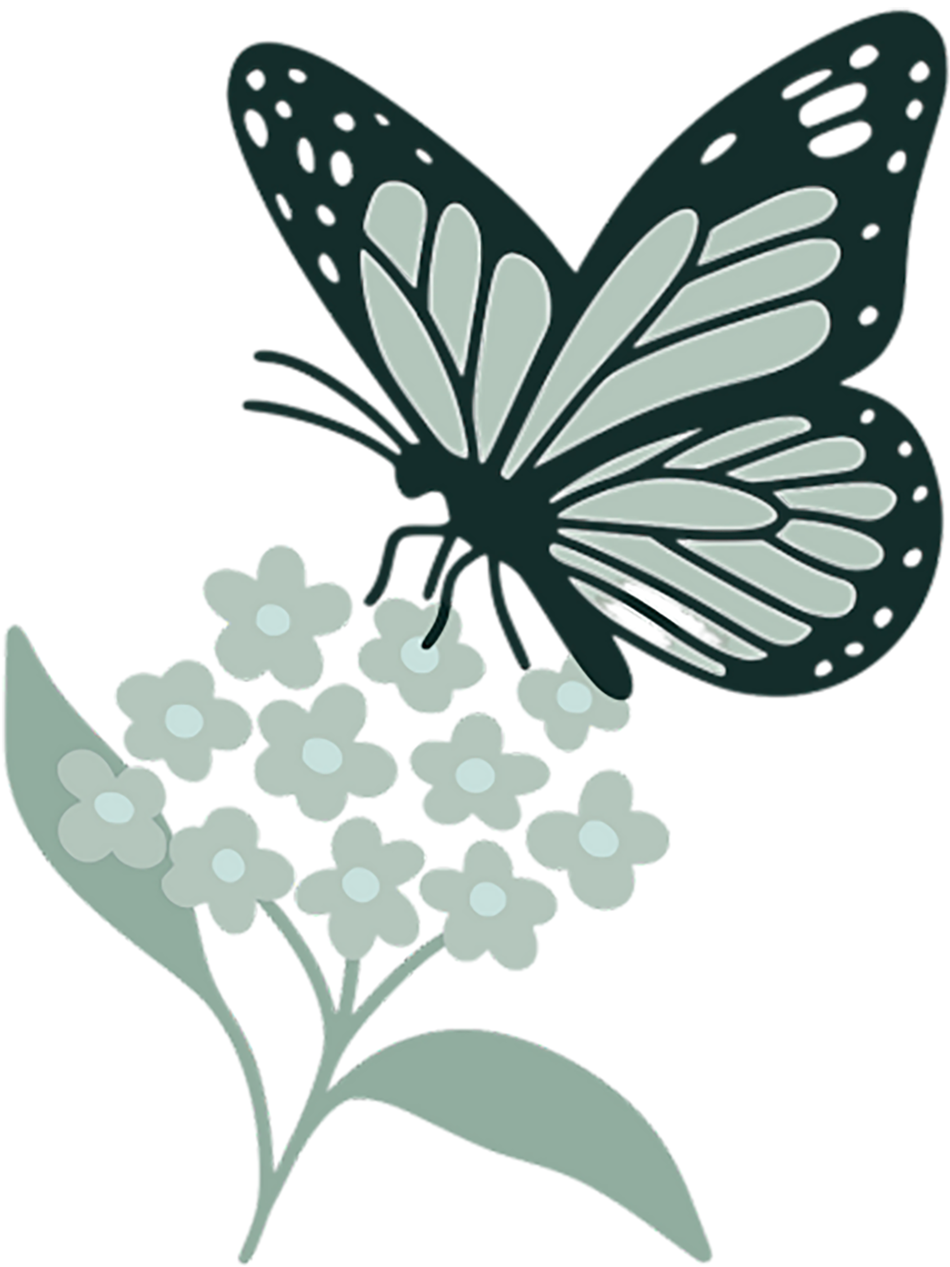 Montezuny microschool butterfly and flower graphic, symbolizing growth and holistic Montessori education in Florida.